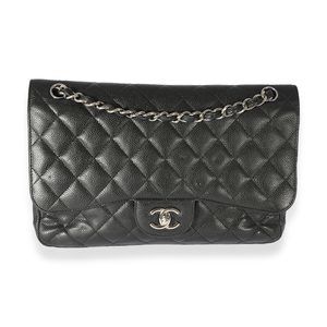 Chanel Black Caviar Leather Jumbo Double Flap Bag
